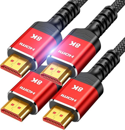 Highwings HDMI Cables 10FT/3M 2-Pack, (HDMI 2.1) 10K 8K@60Hz 4K@120Hz 48Gbps HDMI Cord, Ultra High Speed Picture Quality Performance Cable, Braided, HDCP 2.2&2.3, eARC, Ease of Installation