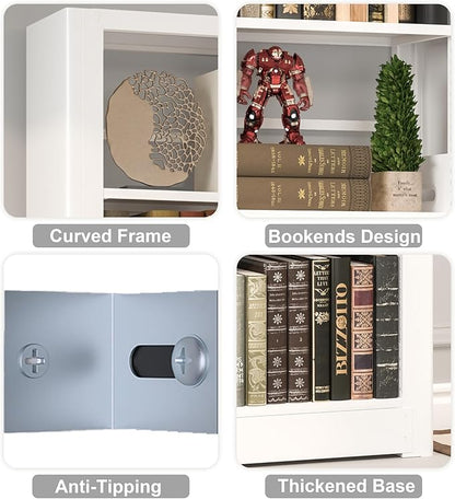 VASAAOSD White Bookshelf, 5 Tier Tall Bookshelf, Metal Bookshelves and Bookcases with Adjustable Shelves, Large Bookshelf Open Display Shelves with for Study, Office, Corner (69" H)