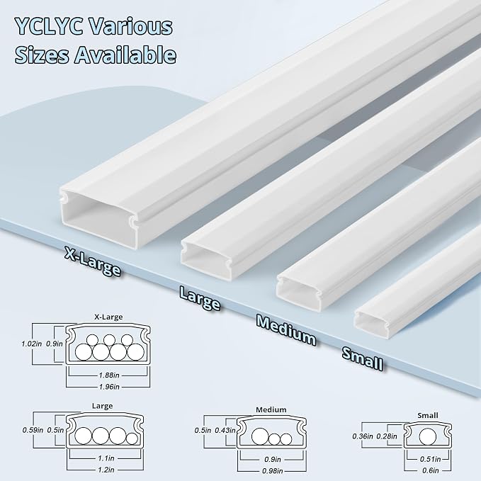 Cord Covers - 63in Paintable TV Cable Hider Kit, X-Large Cord Management System for Walls