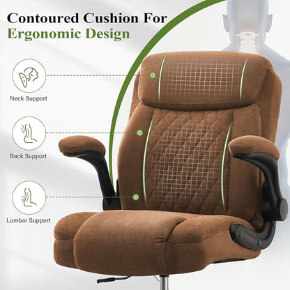 Drafting Chair Tall Office Chair for Standing Desk, Ergonomic Tall Desk Chair with Adjustable Foot Ring, Flip-Up Armrests, Lumbar Support, Comfortable Fabric Seat – Ideal for Home and Office Use