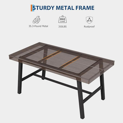 GarveeHome Industrial Dining Table for 2-4, 55" Heavy Duty Rectangular Kitchen Table with 2"×2" Metal Legs, Small Space Dining Table for Kitchen, Dining Room (Rustic Birch, 55" Non-extendable)