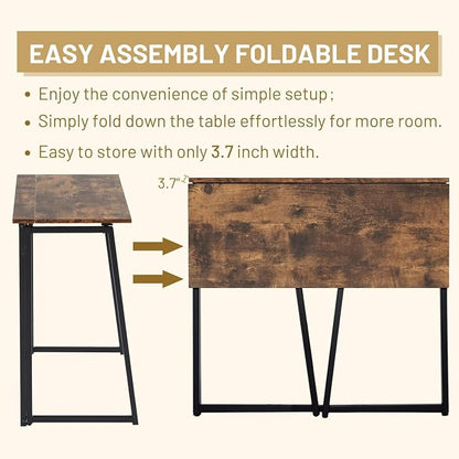 COZYCASA Folding Desk, 32 in Folding Writing Computer Desk for Teens Students, Small Desk for Home Office, Modern Simple Study PC Laptop Workstation, Easy Assembly Needed, Vintage