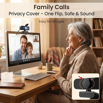 the Webcam for PC that Just Works - Every Time All Platforms | Plug and Play No Driver Needed, Crystal Clear 1080p Full HD, Your Privacy Physically Protected, Mount It Anywhere in Seconds