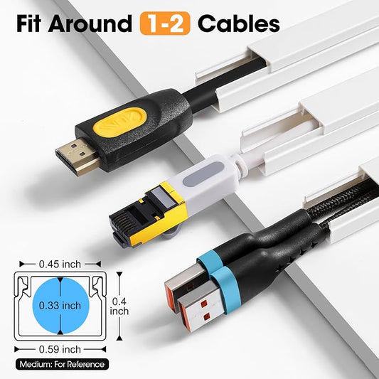630in Cord Hider Kit, Cord Covers for Wires on Wall, Cord Hider for Wall Mount tv, tv Cable Hider Wall kit, Paintable Cable Raceway, Wire Covers for Cords, 40X L15.7in X W0.59in X H0.4in, White