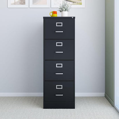 STAPLES Commercial 4 File Drawer Vertical File Cabinet, Locking, Black, Legal, 26.5" D