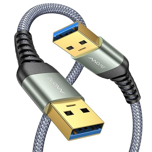 AINOPE USB to USB Cable, 6.6FT*2Pack USB 3.0 A to A Male to Male Cable [Never Rupture] Double End Type A Cord for Data Transfer, Compatible with Hard Drive Enclosures, Laptop Cooler, KVM, DVD Player