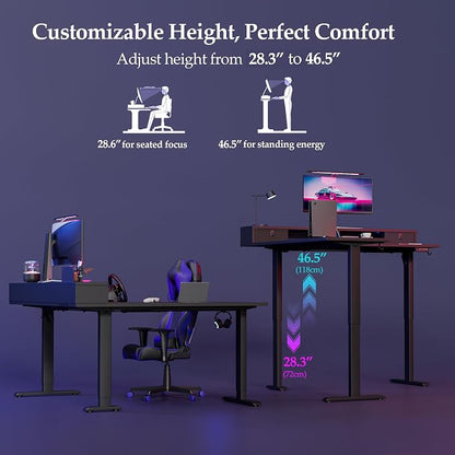 Klicelor L Shaped Electric Standing Desk 63 x 55.1 inch with Shelf, Height Adjustable Corner Desk, Sit Stand Desk with Storage Shelf, Home Office Computer Table, Black