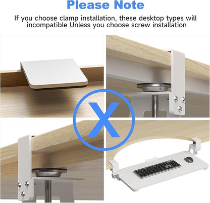 XINLEI Keyboard Tray Under Desk Large C-Clamp 25.6” (30” Including Clamps) x 11.8” Slide-Out Platform Computer Drawer Pull Out Keyboard & Mouse Tray White DSF4W