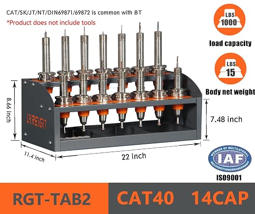YREIGN CAT 50 Tool Cart CNC, CNC Tool Holder on Desktop Randomly Placed, CNC Tool Carts Small, CNC Tool Cabinet, Easy and Convenient CNC Tool Storage CNC Tools Cart(CAT50-10CAP)…