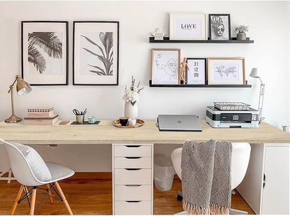 Kaboon Universal Tabletop 45.67"x23.62", Solid One-Piece Melamine Table Top, Double Desk L-Desk DIY, Home and Office, Oak/Grey Tone