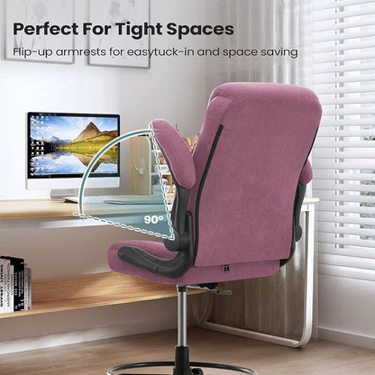 MAHOMICO Drafting Chair for Standing Desk – Tall Office Chair with Adjustable Height & Foot Ring, Flip-Up Arms, Lumbar Support – Comfortable Fabric Seat, Ideal Home Desk Chair