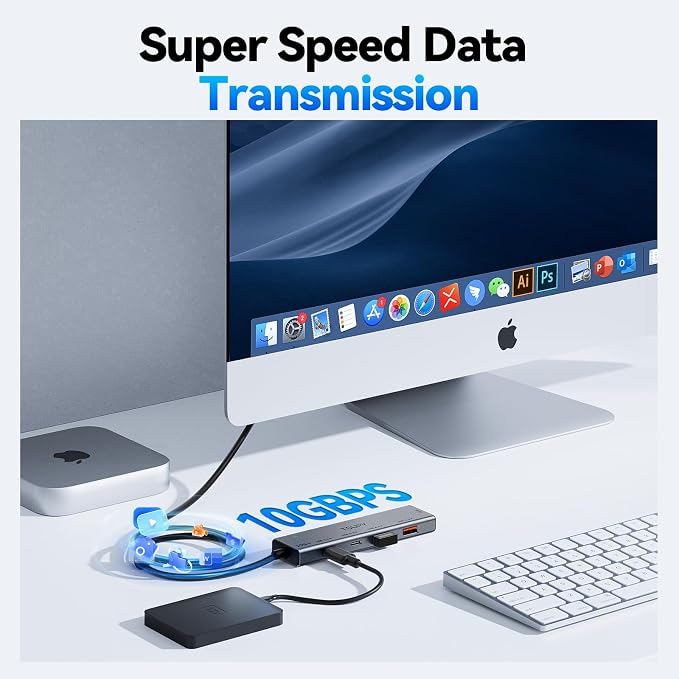USB HUB 3.2, TSUPY USB 3.0 HUB 10Gbps USB 3.2 Gen 2 USB HUB with 4 Multi USB Ports, 4FT Extended Cable HUB for MacBook Air/Pro,Laptop,PC and More