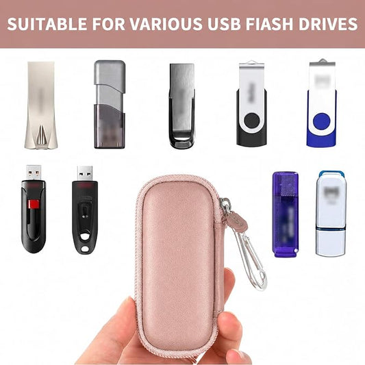 USB Flash Drive Case, SD Card Holder Compatible with Thumb Drive, Memory Cards, SDXC SDHC Storage Bag, Electronic Accessories Organizer for SanDisk for Samsung for Inland (Rose Gold)
