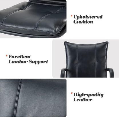 HULALA HOME Faux Leather Home Office Desk Chair, Adjustable Swivel Computer Chair with Golden Legs and Arms, Comfy Upholstered Task Chair, Navy