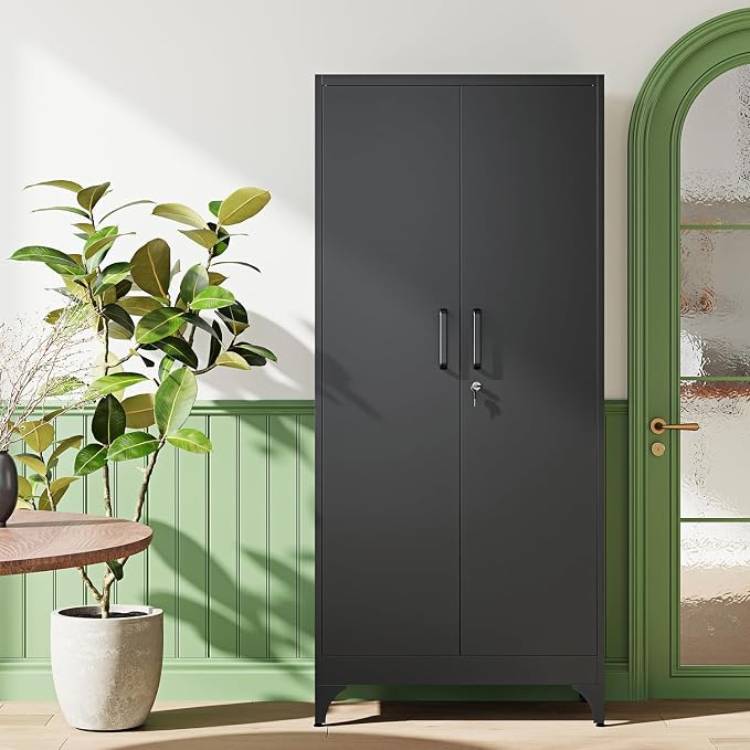 Letaya 71" H Metal Storage Cabinet with 2 Doors and 4 Shelves,Tall Kitchen Pantry Cabinets,Utility Pantry Organizers for Cupboard/Dining/Bathroom/Home Office/Garage, Steel Tool Cabinets