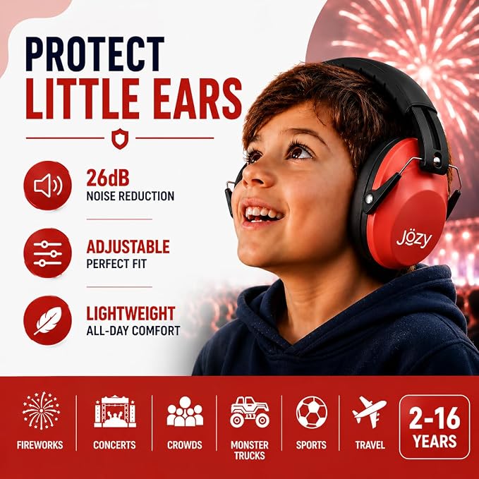 Jozy Noise Canceling Headphones for Kids, SNR 26dB Ear Protection for Autism, Sound Proof Sensory Muffs for Hearing, Concerts