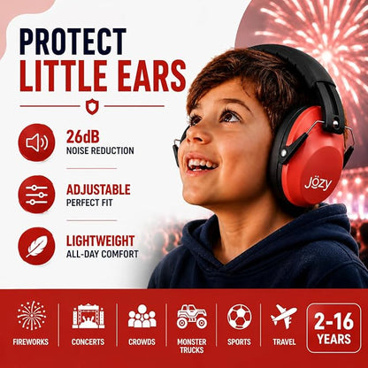 Jozy Noise Canceling Headphones for Kids, SNR 26dB Ear Protection for Autism, Sound Proof Sensory Muffs for Hearing, Concerts