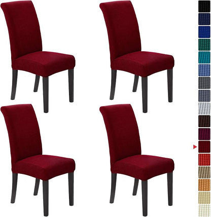 Stretch Chair Covers for Dining Room Set of 4, Removable Washable Dining Room Chair Covers, Dining Chair Slipcovers Seat Protector, Great Home Decor and Banquet Upholstery (Red Dahlia, 4 Pack)