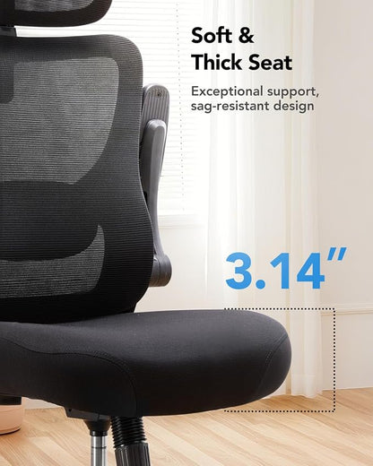HUANUO Ergonomic Office Chair, High Back Computer Desk Chair with Adjustable Lumbar Support and Headrest, Comfy Gaming Chair with 3D Armrests, Home Office Rolling Chair, Max Load 300 lbs, Pack of 6