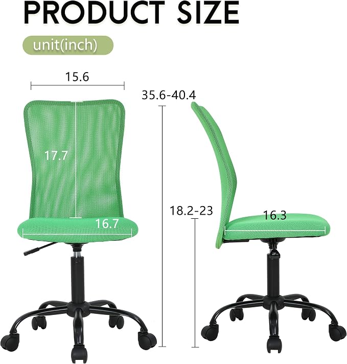 BestOffice Ergonomic Office Chair Desk Chair Mesh Computer Chair Armless Back Support Modern Executive Rolling Swivel Chair with Lumbar Support(Green)