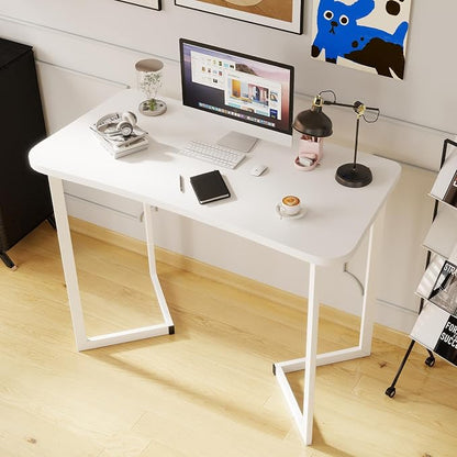 Funecy Computer Desk 40 Inch Small Table for Office,Modern Simple Style Writing Study Work Gaming Table for Home Office (White)