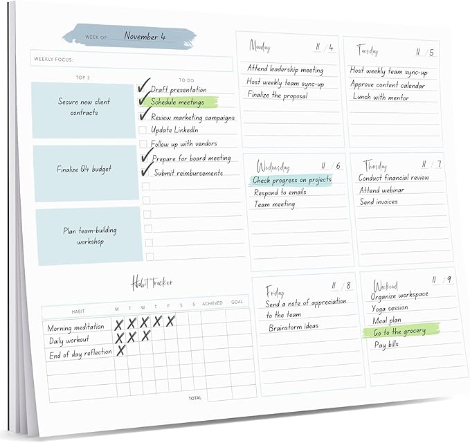 Lamare Weekly Planner Notepad – Premium Undated Weekly To Do List Notepad
