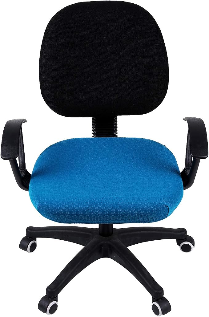 Smiry Stretch Jacquard Office Computer Chair Seat Covers, Removable Washable Anti-dust Desk Chair Seat Cushion Protectors - Ocean