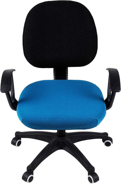 Smiry Stretch Jacquard Office Computer Chair Seat Covers, Removable Washable Anti-dust Desk Chair Seat Cushion Protectors - Ocean