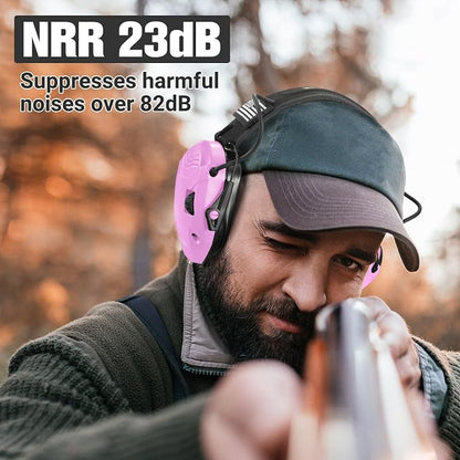 Electronic Shooting Ear Protection w/Gel Pads, 23dB NRR Active Noise Reduction & 3X Amplification Headset for Shooters