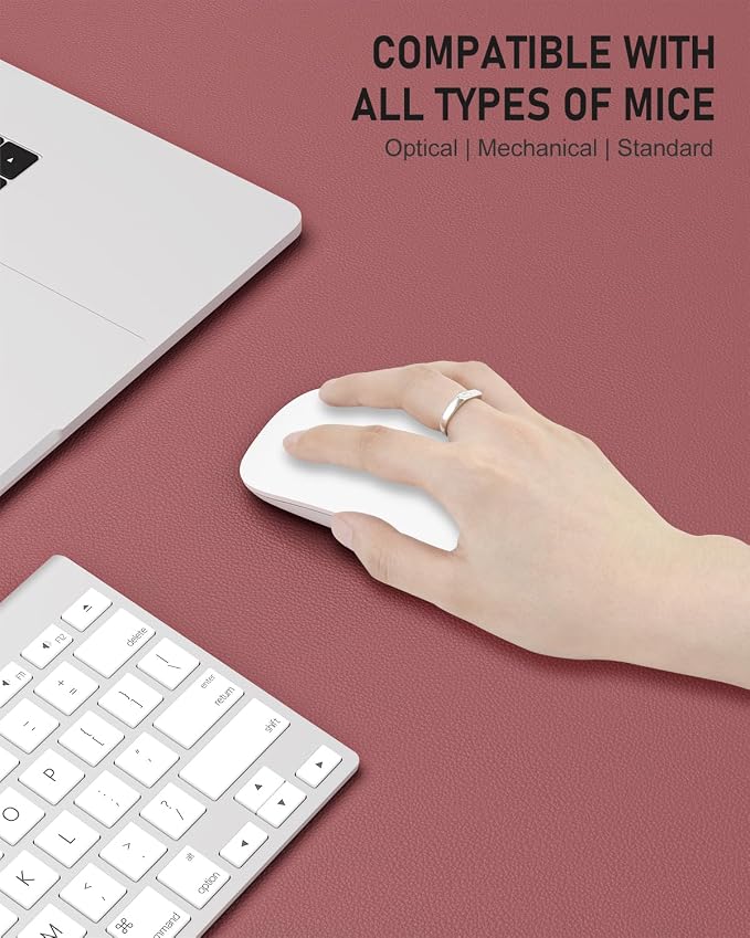 Desk Pad, 35.5" x 17" PU Leather Non-Slip Desk Mat Large Mouse Pad for Desktop, Waterproof Laptop Computer Writing Mat for Office, Home, Work, Gaming, Deep Red