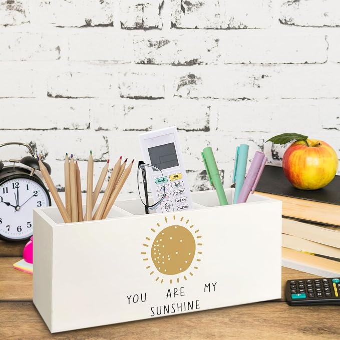 You Are My Sunshine Wooden Pen Pencil Holder for Desk, Boho Sunshine Nursery Wood Makeup Brush Toothbrush Holder Organizer for Toddler Kids Room Bedroom Playroom Nursery Classroom