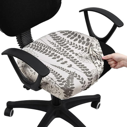 Smiry Printed Office Computer Chair Seat Covers, Stretch Fit Universal Desk Rotating Chair Cover Washable Removable Seat Cushion Protectors - Sage Gray