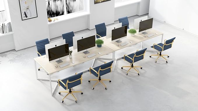 Office Chair Ergonomic Swivel Desk Chair with Armrests and Wheels Comfortable Heavy-Duty Chair for Home Office Wide 22.83in Seat for Women and Men，Gold Navy