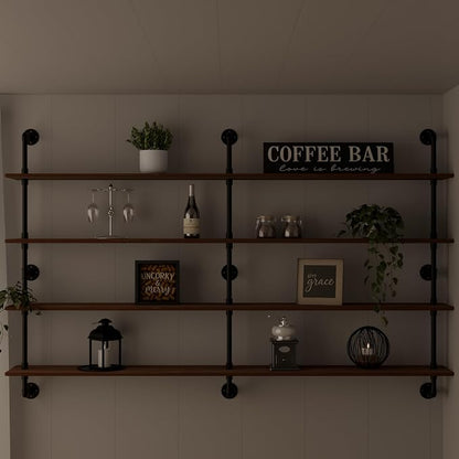 HDDFER Floating Book Shelves for Wall 4 Tier 70 inch Bookshelf Industrial Pipe Shelving Shelves Bookcase Industrial Bookshelves Pipe Shelf Wood Wall Shelf for Living Room