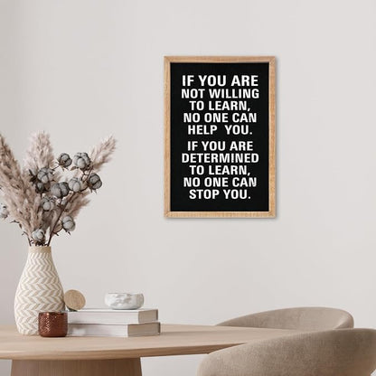 YWJKWLGS Inspirational Learn Quote Wall Art, 11x16 Framed Motivational Sign Office