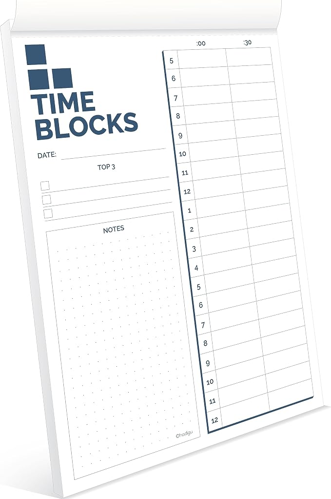 Time Blocking Planner (11.7" x 8.3"), Daily Time Box, Best ADHD Tool, Undated Daily Schedule Organizer, Daily Planner Notepad, Hourly Planner For Office Productivity, To Do List Notepad.