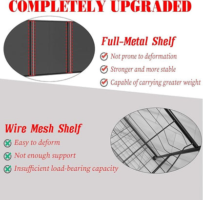 Printer Stand, Metal Shelving Adjustable Storage Shelves, printer table Office Organizer Book shelf corn shelf Industrial Shelving for office organization, black Nightstand (44.1"H × 23.6"W × 13.8"D)