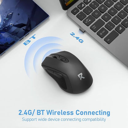 Redragon Wireless Mouse - BT& 2.4GHz Dual Mode - Max 4000 DPI - 6 Buttons - 18 Months Battery - No Wires - Smooth Tracking - Quiet Silent Portable Optical Computer Mouse for Laptop, PC, Windows, Mac