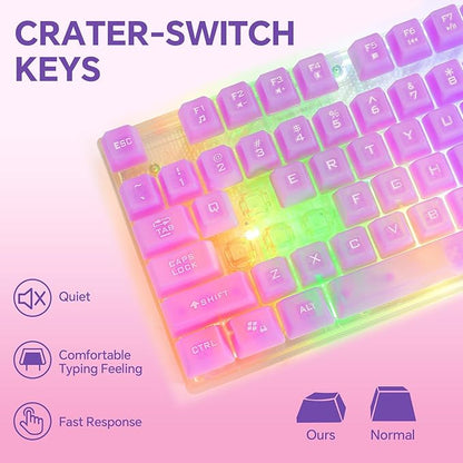 CHONCHOW LED Gaming Keyboad and Mouse Combo, Transparent RGB Rainbow Backlit Keyboard, 104 Keys Anti-ghosting USB Wired Silent Keyboard, 7 Color RGB Gaming Mouse for PC Laptop Xbox PS4 Gamers and Work