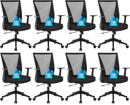 CLATINA Home Office Chair Ergonomic Desk Chair Mesh Computer Chairs with Armrests Executive Rolling Wheels Swivel Heavy Duty Chairs Office, Home, Black 8 Pack