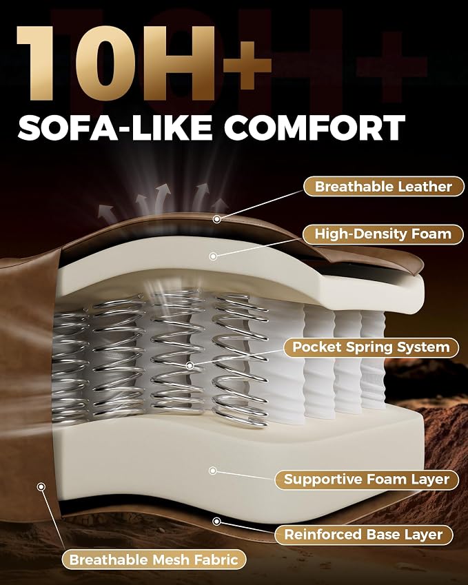 GTPLAYER Big and Tall Gaming Chair with Footrest, Ergonomic Office Desk Chair with 4.4in Thick Cushion and Wide Wingless Seat, Comfortable Leather Computer Chair, Predator Series, Rustic Brown
