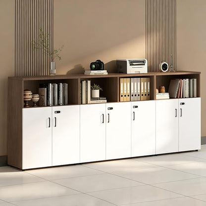 File Cabinet with Password Lock, Wood Lateral Filing Cabinet for Letter/A4 Files, 3 Drawer with Door, Printer Stand with Open Shelves for Home Office
