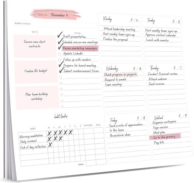 Lamare Weekly Planner Notepad – Premium Undated Weekly To Do List Notepad
