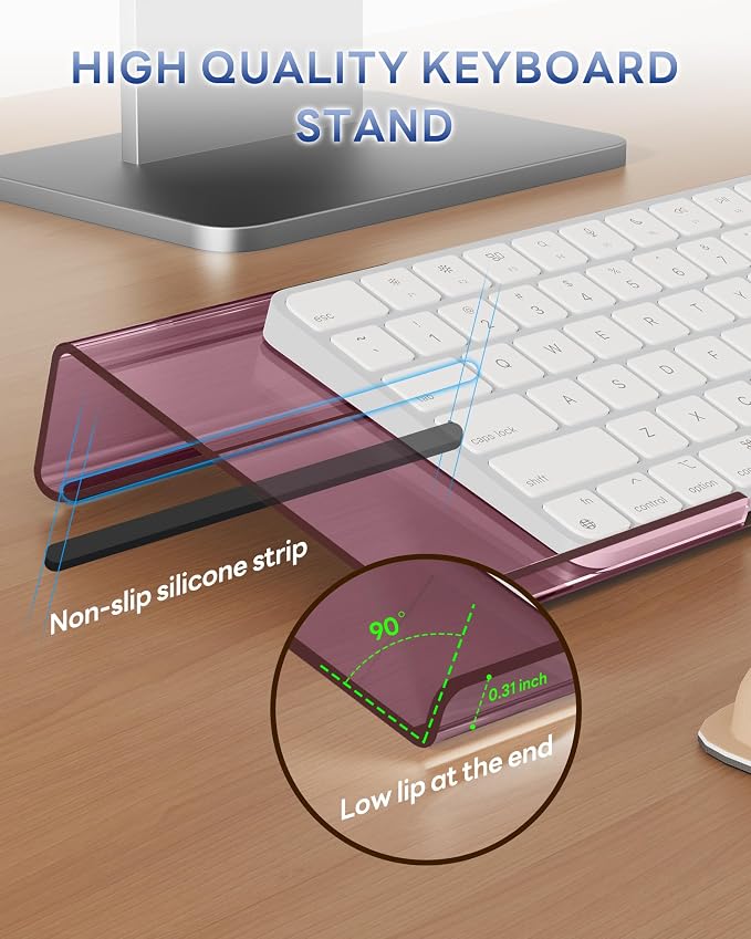 Laborio Computer Keyboard Wrist Rest Stand for Desktop, Keyboard Holder for Easy Typing with Wrist Pad for Office Desk, Home, School (Rose Pink)