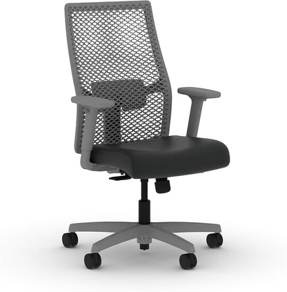 HON Ignition 2.0 ReActiv Ergonomic Office Chair, Mesh Desk Chair with Lumbar Support, Synchro‑Tilt Recline, Height and Width Adjustable Arms, Swivel Wheels, Titanium Frame, Black