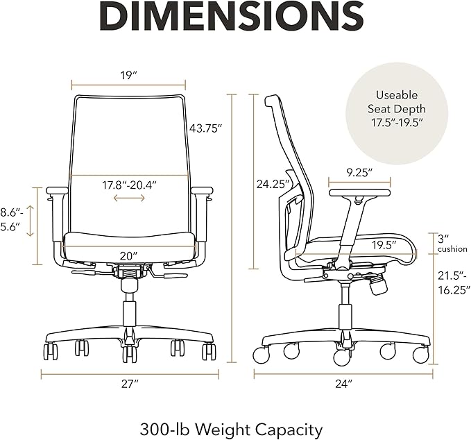 HON Ignition 2.0 Mid‑Back Ergonomic Office Chair, Mesh Task Desk Chair with Lumbar Support, Standard Synchro‑Tilt, Height and Width Adjustable Arms, Black Frame, Salamander