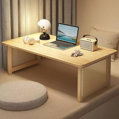 Japanese Floor Table Foldable Bamboo Low Table for Sitting on the Floor, Natural Coffee Table Minimalist Tatami for Home Office, Meditation & Tea Ceremony (Easy Storage) (31.5*18.89*13.77Inch)