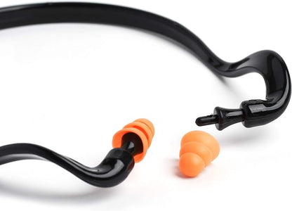 2 Banded Ear Plugs with 10 Pairs of Replacement Pods - Reusable Shooters Ear Protection for Mowing Shooting Construction Hunting - Washable Gun Range Hearing Protection Ear Plugs for Noise Reduction