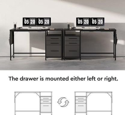 Ｍａｉｈａｉｌ Maihail Small Desk with Drawers, 47 inch Computer Desk with Shelves, Writing Desk with Storage, Small Office Desk with Metal Frame, Black