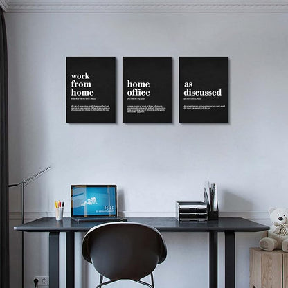 Framed Office Decor Canvas Wall Art - Positive Quote, Motivational Artwork Set of 3 Prints, 12x16inchx3pcs